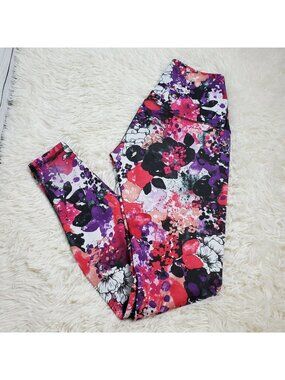 Karma Women's Floral Abstract Print Full Length Leggings Size Medium EUC